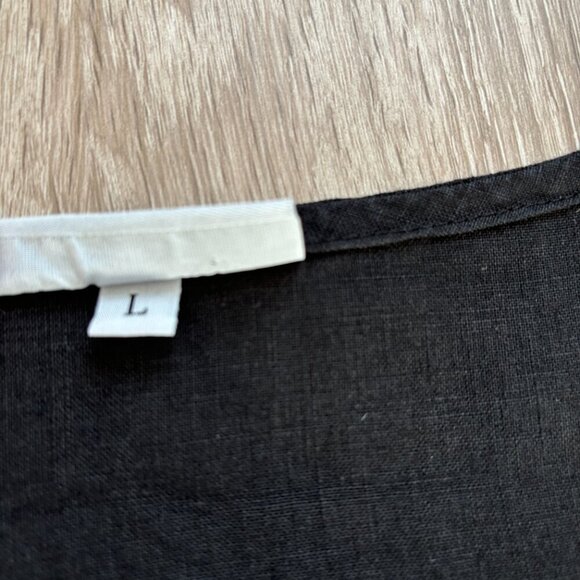 Bryn Walker Top Womens Lrg Black Lagenlook Linen 3/4 Sleeve‎ Ruffle Boho Minimal - Picture 6 of 10